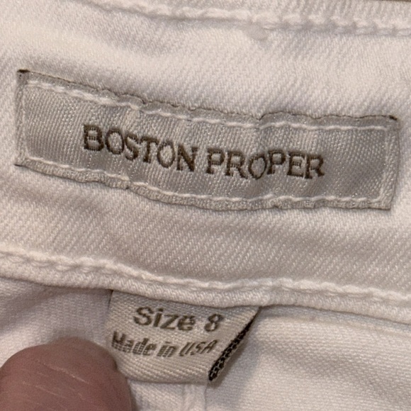 🌹 BOSTON PROPER WHITE/GRAY EMBELLISHED LACE JEANS - Picture 7 of 8